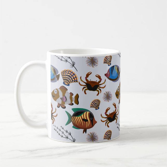 Vattenlevande djur mönster | Havsundervattensliv 1 Kaffemugg (Vänster)