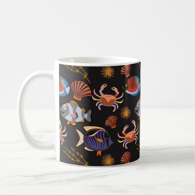 Vattenlevande djur mönster | Havsundervattensliv 1 Kaffemugg (Vänster)