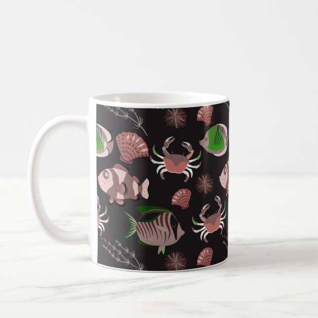 Vattenlevande djur mönster | Havsundervattensliv 1 Kaffemugg (Vänster)