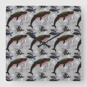 Vattenlevande djur mönster   Havsundervattensliv 2 Fyrkantig Klocka