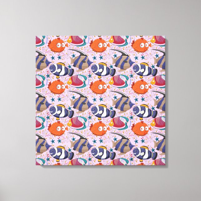 Vattenlevande djur mönster | Havsundervattensliv 3 Canvastryck (Framsida)