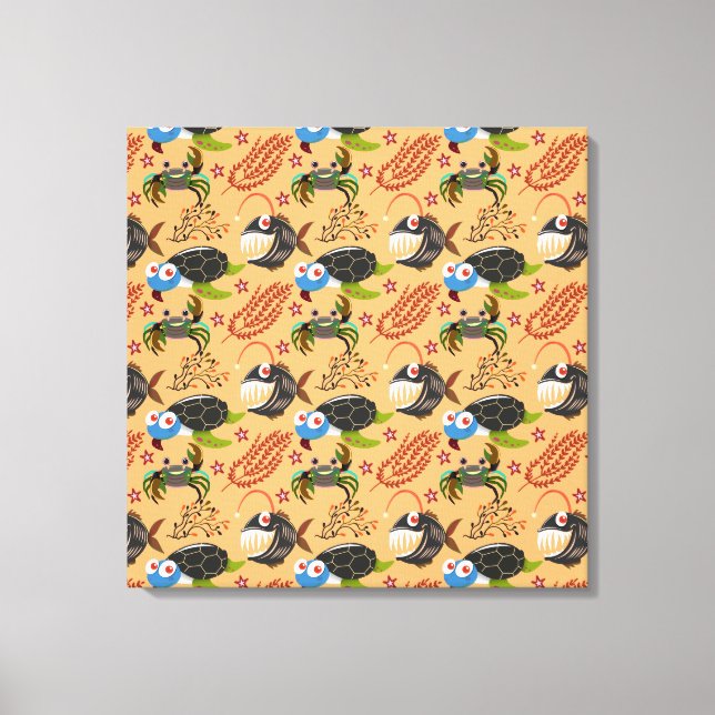 Vattenlevande djur mönster | Havsundervattensliv 3 Canvastryck (Framsida)