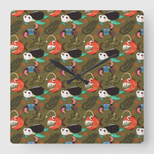 Vattenlevande djur mönster   Havsundervattensliv 3 Fyrkantig Klocka