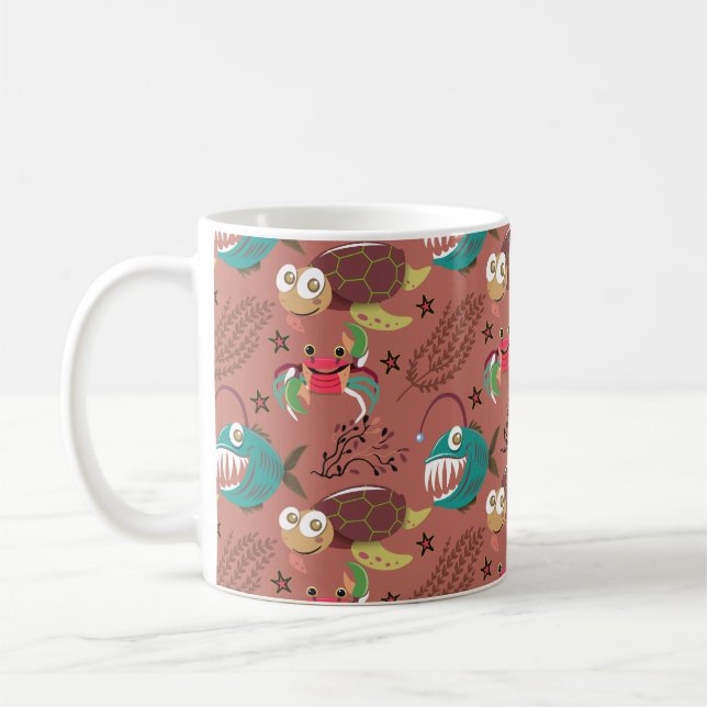 Vattenlevande djur mönster | Havsundervattensliv 3 Kaffemugg (Vänster)