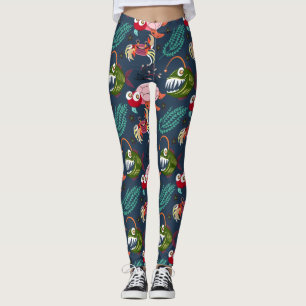 Vattenlevande djur mönster Havsundervattensliv 3 Leggings
