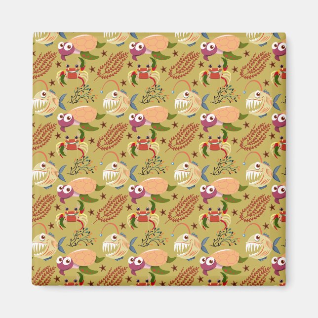 Vattenlevande djur mönster | Havsundervattensliv 3 Magnet (Framsidan)