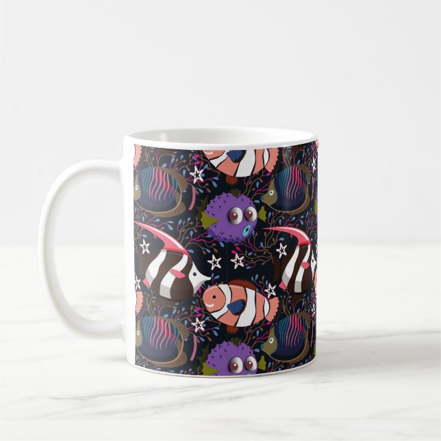 Vattenlevande djur mönster | Havsundervattensliv 4 Kaffemugg (Vänster)