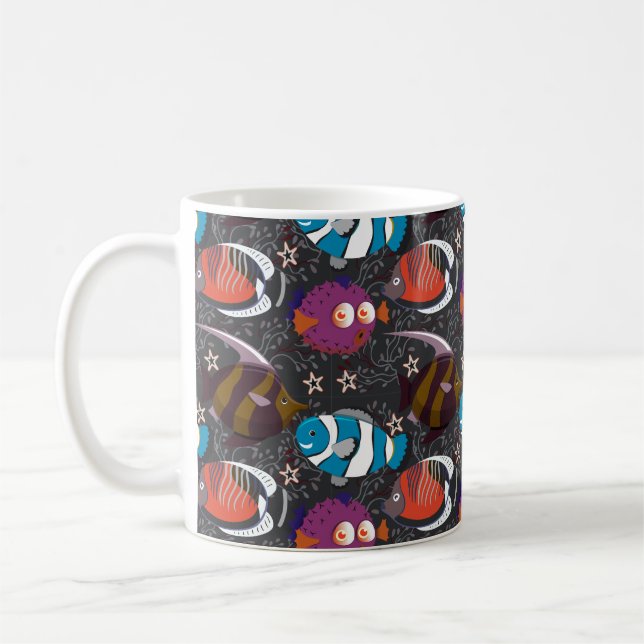 Vattenlevande djur mönster | Havsundervattensliv 4 Kaffemugg (Vänster)