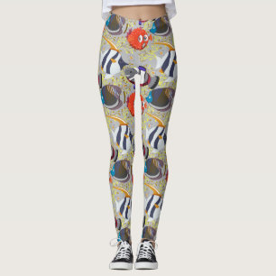 Vattenlevande djur mönster Havsundervattensliv 4 Leggings
