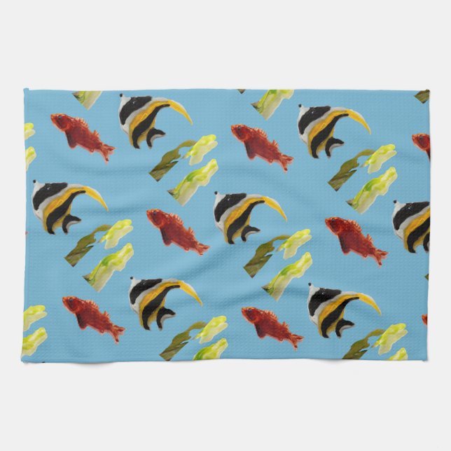 Vattenlevande fisk Mönster Kökshandduk (Horisontell)