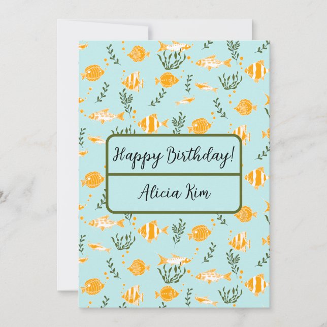 Vattenlevande fiskevatten Mönster-design Julkort (Framsida)