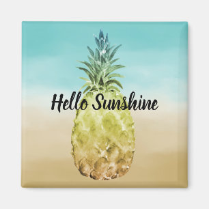 Vattenlevande guld-tropisk vattenfärgad ananas magnet