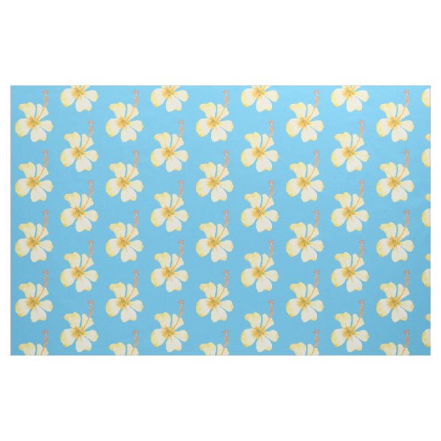 Vattenlevande Gult Hibiscus Tropiska blommor Tyg (Fat Quarter)