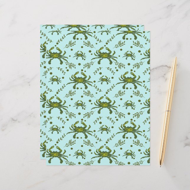 Vattenlevande krabbor Mönster design (Fram/Back In Situ)