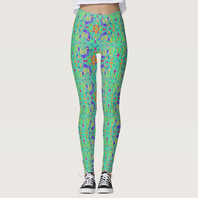 Vattenlevande marin färgad, liten mönstrad leggings (Framsida)