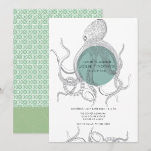 Vattenlevande Octopus   Födelsedag Inbjudan