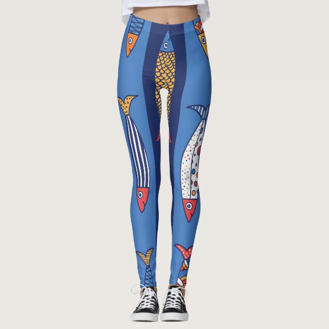 Vattenlevande speltid: Barns fiskfantasi Leggings (Framsida)