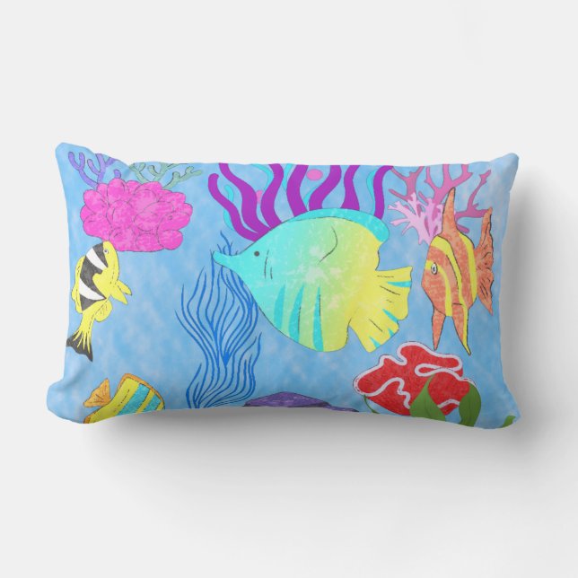 Vattenlevande varelser lumbarkudde (Framsida)