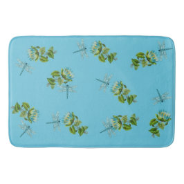 Vattenlillier och drakflugor badrumsmatta