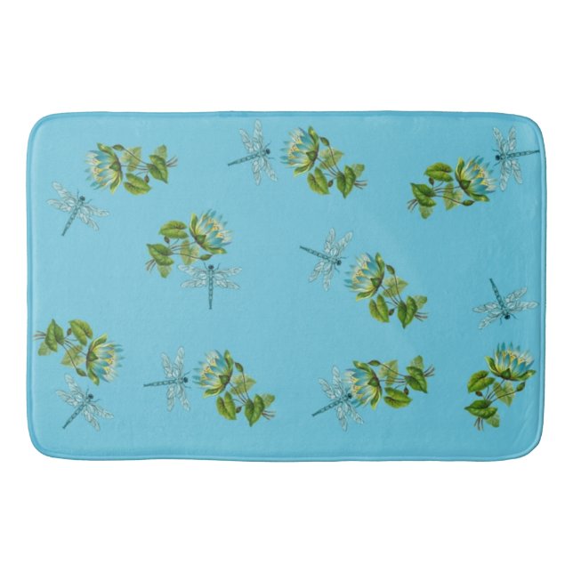 Vattenlillier och drakflugor badrumsmatta (Framsidan)