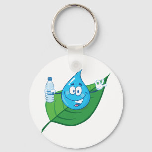 Vattenliten droppe på löv Keychain Nyckelring