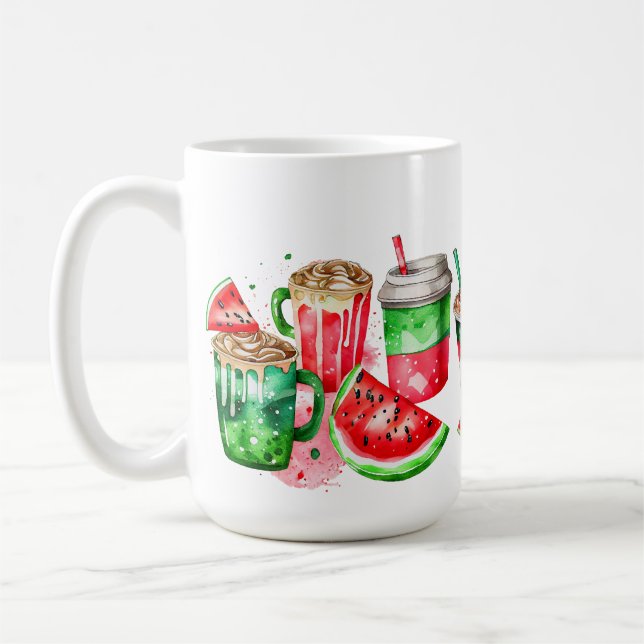VATTENLÖS RÖD GRÖNT VITE WATERMELON-DRYCKER KAFFEMUGG (Vänster)