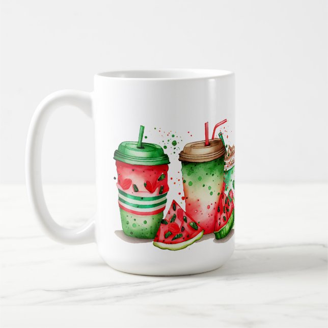 VATTENLÖS RÖD GRÖNT VITE WATERMELON-DRYCKER KAFFEMUGG (Vänster)
