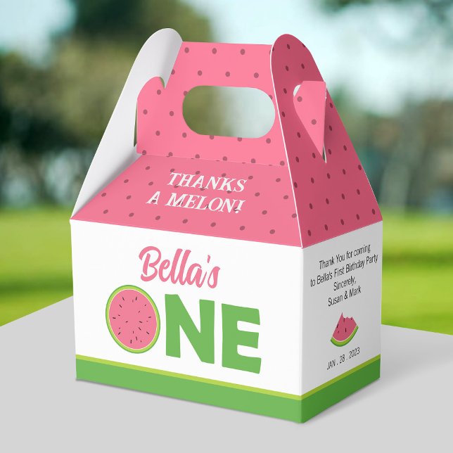 Vattenmelon 1-års födelsedagsfest Gable Box för fl Presentaskar (Skapare uppladdad)