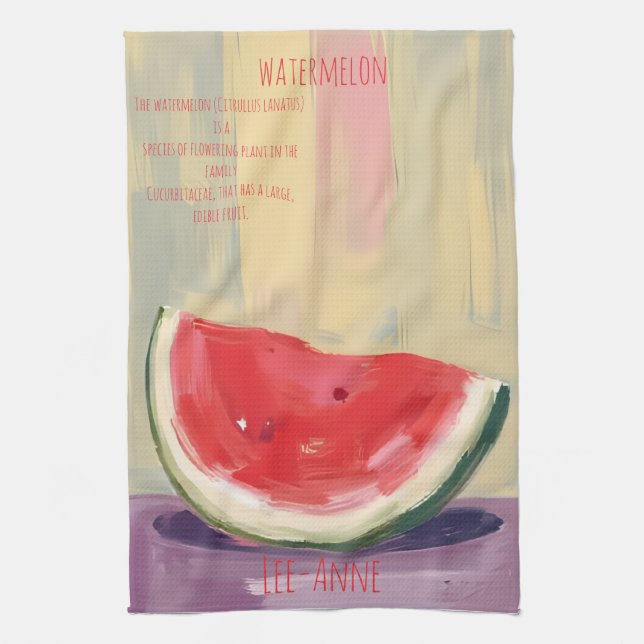 Vattenmelon akvarell på texturerad bakgrund kökshandduk (Vertikal)