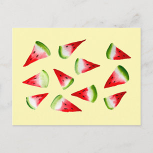 Vattenmelon akvarell söt frukt vykort