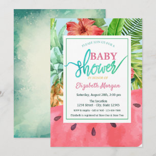 Vattenmelon, Ananas Palmblad Baby Shower Inbjudningar