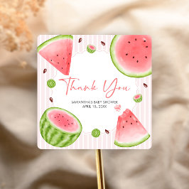 Vattenmelon Baby Shower Fyrkantigt Klistermärke