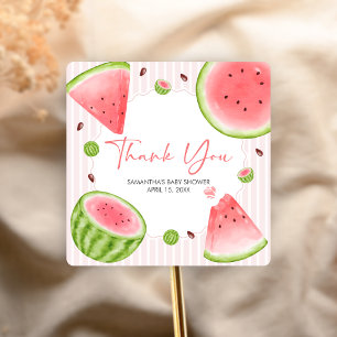 Vattenmelon Baby Shower Fyrkantigt Klistermärke