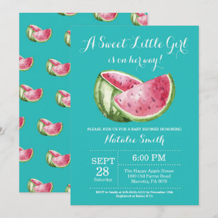 Vattenmelon Baby Shower Teal Aqua Turcos Inbjudningar