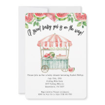 Vattenmelon Babyflicka Barnkalas Inbjudan