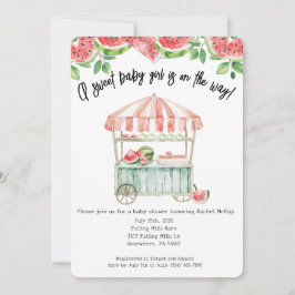 Vattenmelon Babyflicka Barnkalas Inbjudan