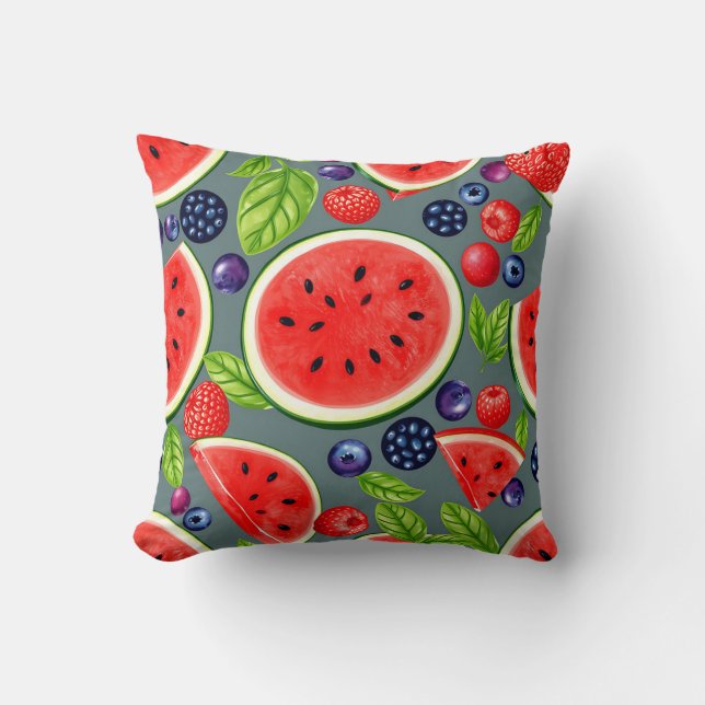 Vattenmelon Bär Sommar Mönster Kudde (Framsida)