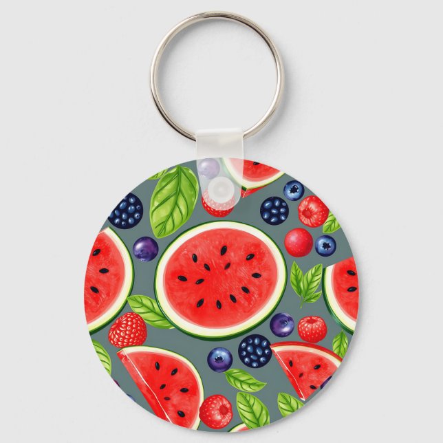 Vattenmelon Bär Sommar Mönster Nyckelring (Framsida)