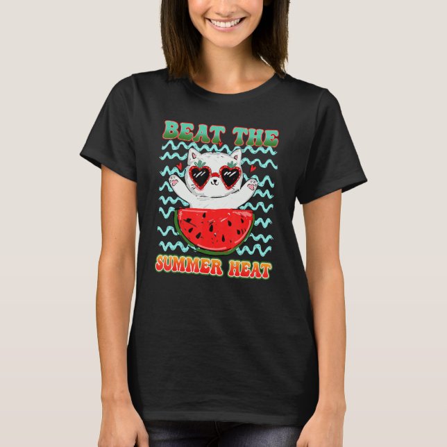 Vattenmelon Beat sommarvärmekatten, vattenmelondag T Shirt (Framsida)