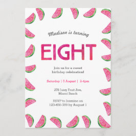 Vattenmelon Birthday inbjuden till 8:e födelsedage Inbjudningar