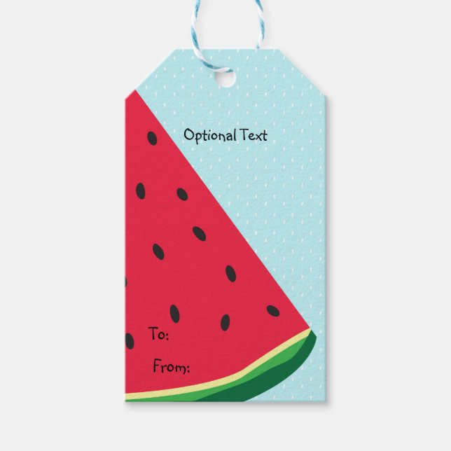 Vattenmelon Blå Rolig Sommar Födelsedagsfest Presentetikett (Framsidan)