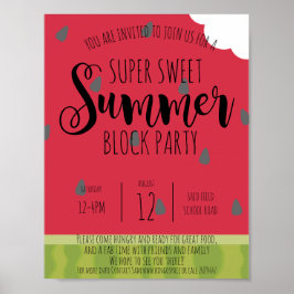Vattenmelon block Sommar party Poster