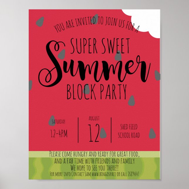 Vattenmelon block Sommar party Poster (Framsidan)