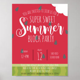 Vattenmelon block Sommar party Poster