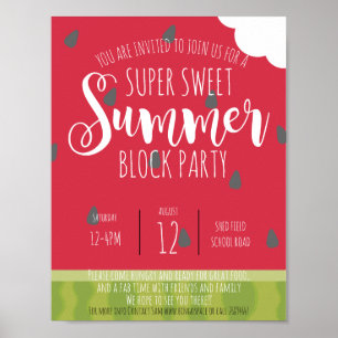Vattenmelon block Sommar party Poster