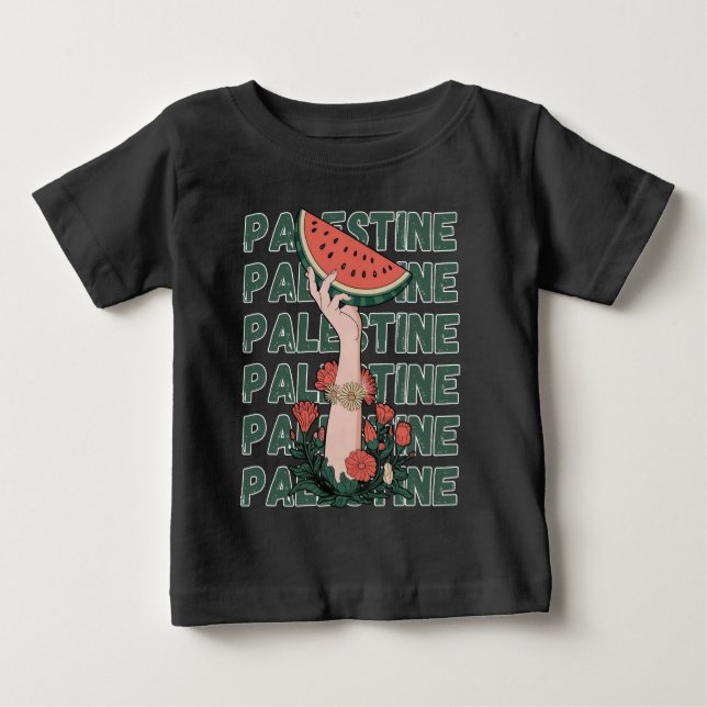 Vattenmelon, blommor och gratisrepat t shirt (Framsida)