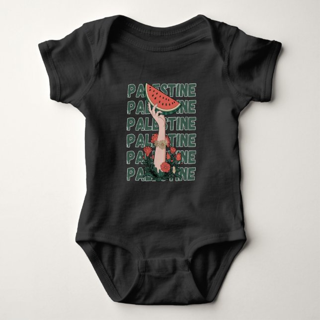 Vattenmelon, blommor och gratisrepat t shirt (Framsida)