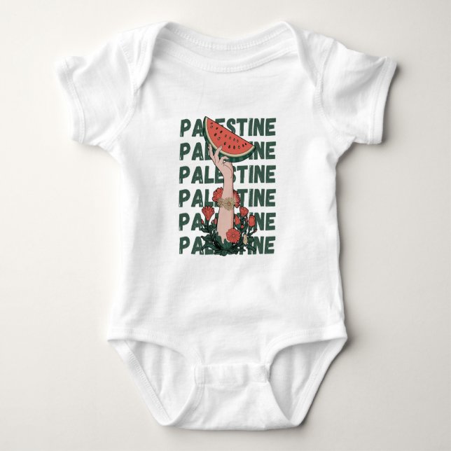 Vattenmelon, blommor och gratisrepat t shirt (Framsida)