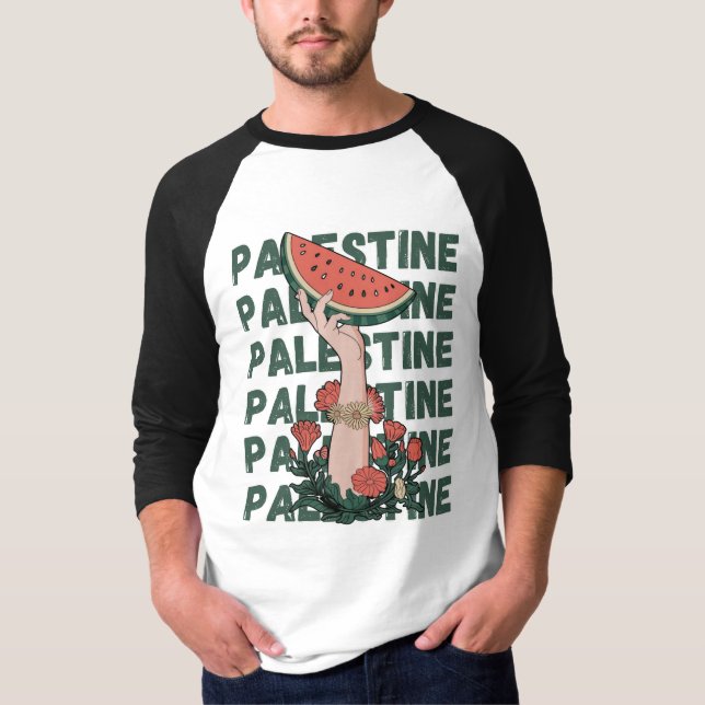 Vattenmelon, blommor och gratisrepat t shirt (Framsida)