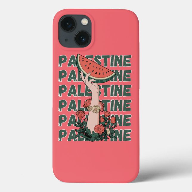 vattenmelon, blommor och Palestina-text Upprepa  (Baksida)